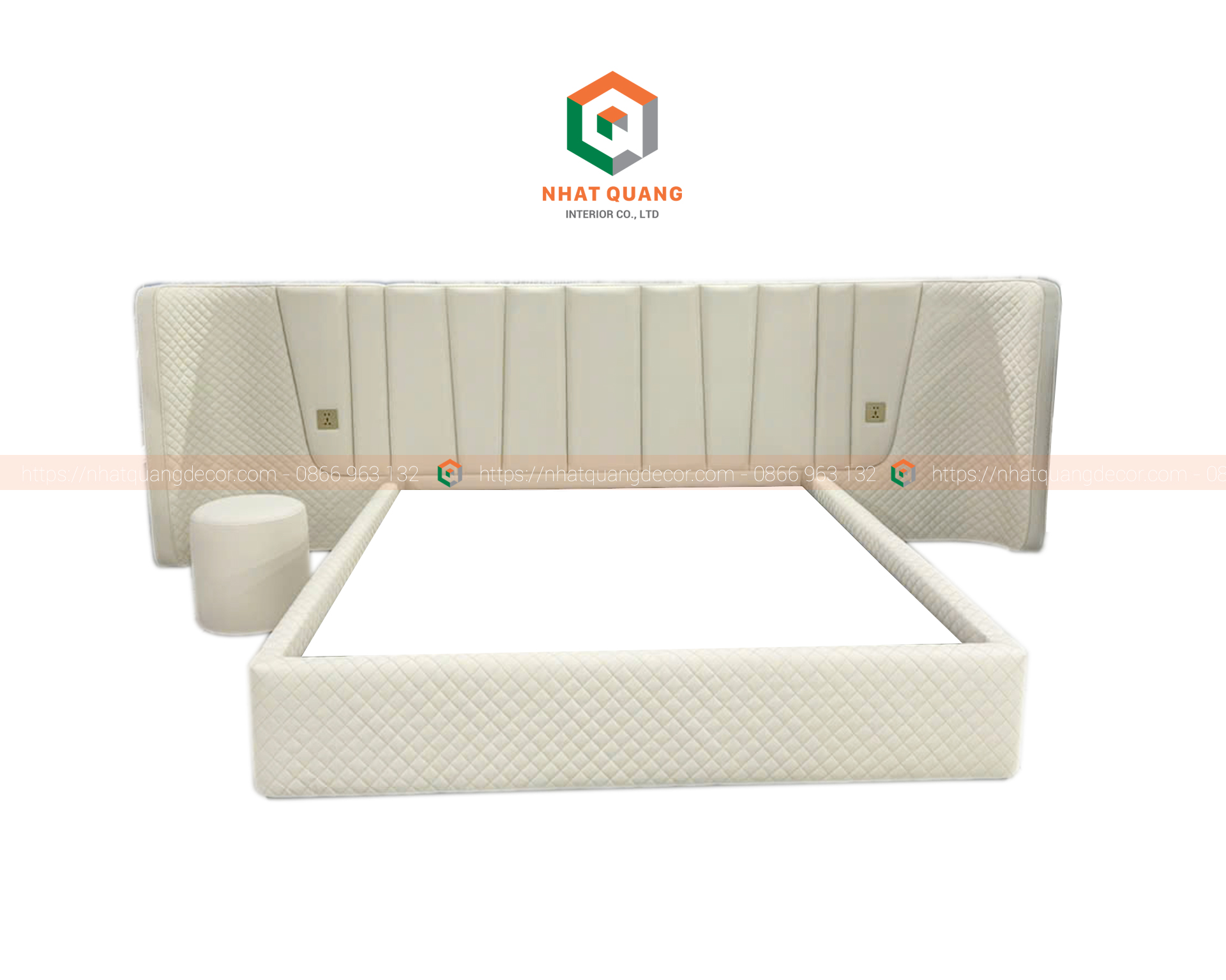 Gường ngủ đệm bọc vải da cao cấp G-019